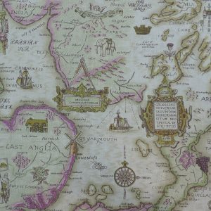 Портьерная ткань "карта мира" Columbus col. Rose 02