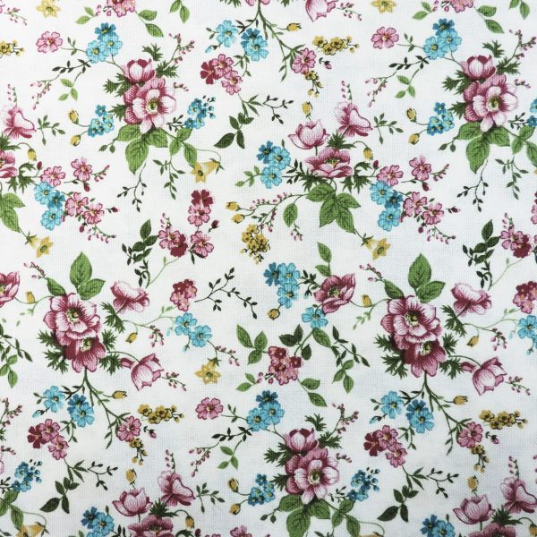 Портьерная ткань в мелкий цветок "Мильфлёр" Fiore-rosa-425